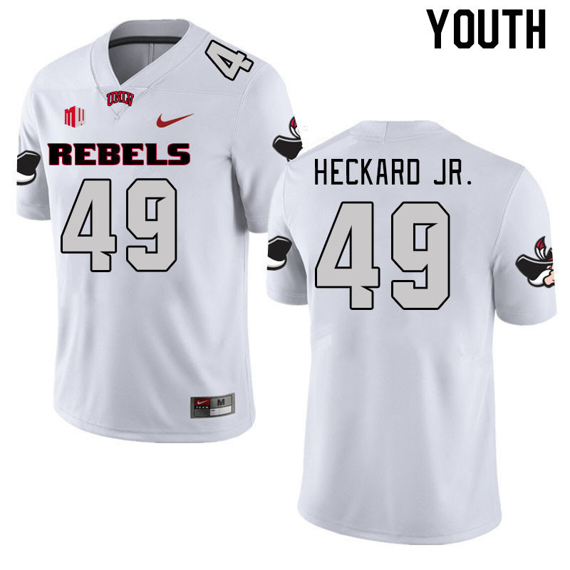 Youth #49 David Heckard Jr. UNLV Rebels 2023 College Football Jerseys Stitched-White